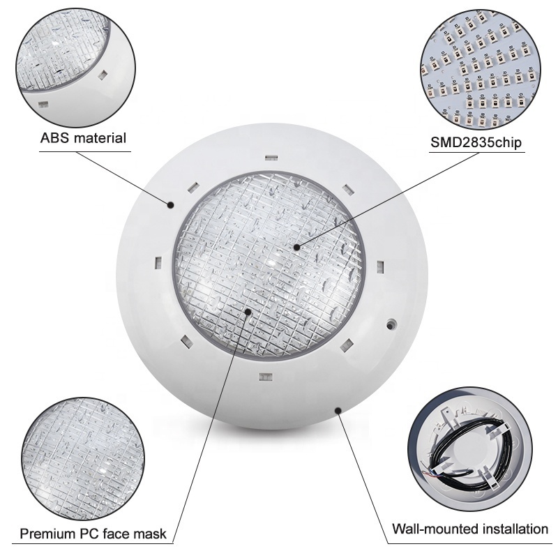 Ce Rohs 12Volt  Rgb Remote Led Underwater Light 12W  Abs Ip68 12W Surface Wall Mounted Swimming Pool Light