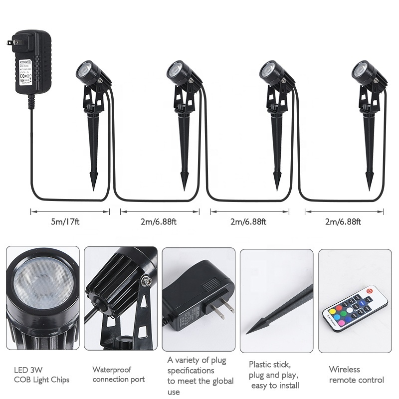 Outdoor Lighting Waterproof 3W Four Hot 20 Outdoor Ip65 Led Garden Light Pillar Stake  Garden Spot Light