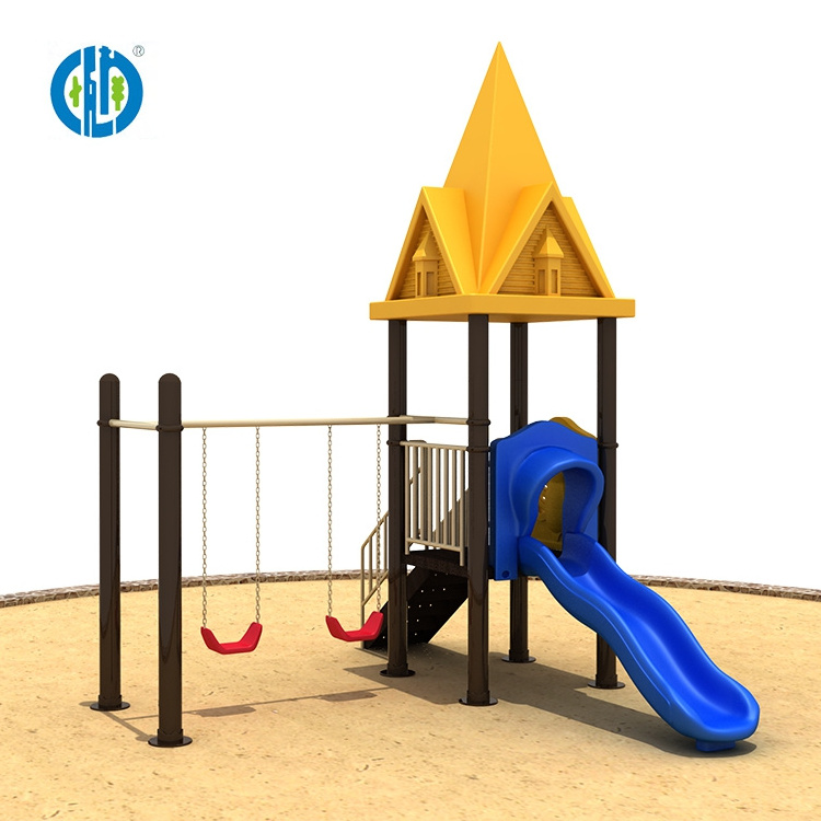 New Design Children Outdoor Plastic Playground Slide With Swing play set outdoor playground