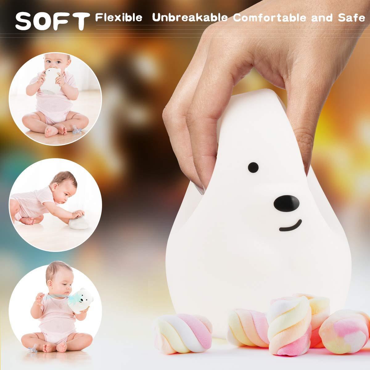 Led Silicone Lamp 7 Color Rabbit Bear Pat Touch Sensor Bedside Kids Night Light Child Wireless Light Up Funny Toy