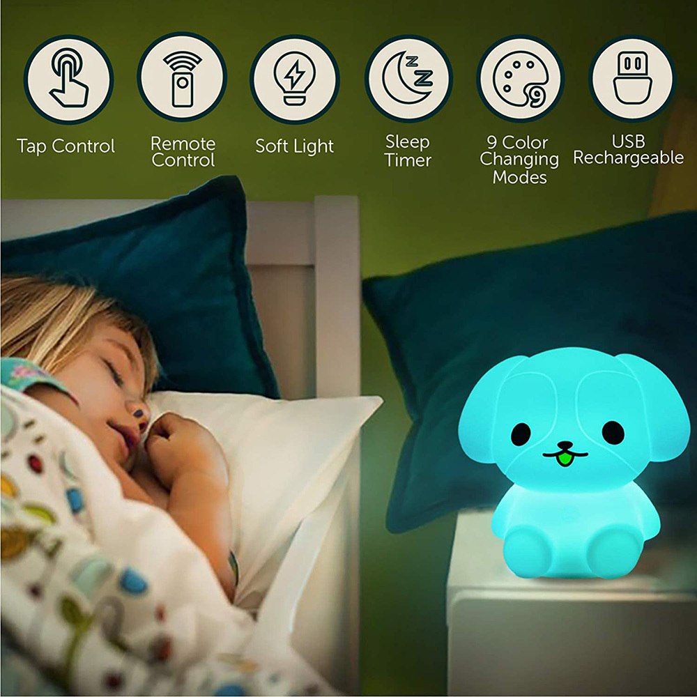 Creative Bedroom Desk Multicolor Kid Lamp Small Touch Remote Control USB Dimming Led Gift Modern Puppy Night Lights for Gifts