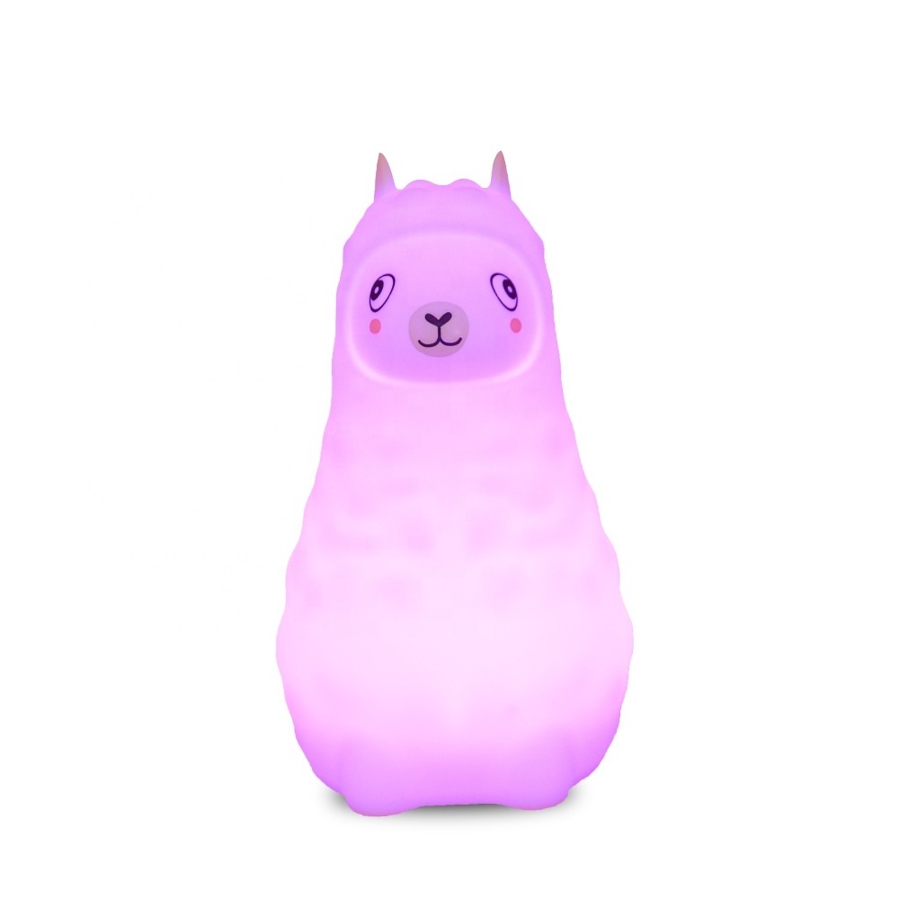 rechargeable tap control led llama silicone night light touch motion sensor 9 colors changing custom lamp for kids bedroom