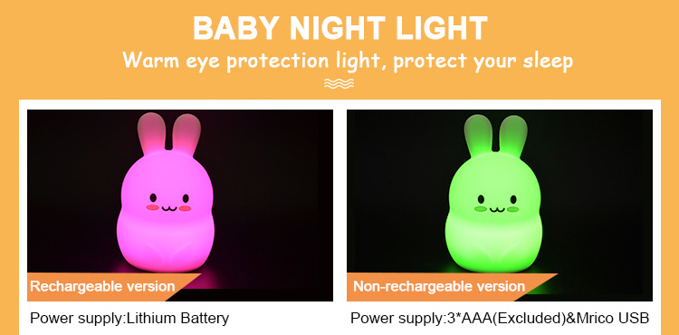 Cute Animal Night Light, Bunny Rabbit Huggable Cute Lamp For Baby Kids Children