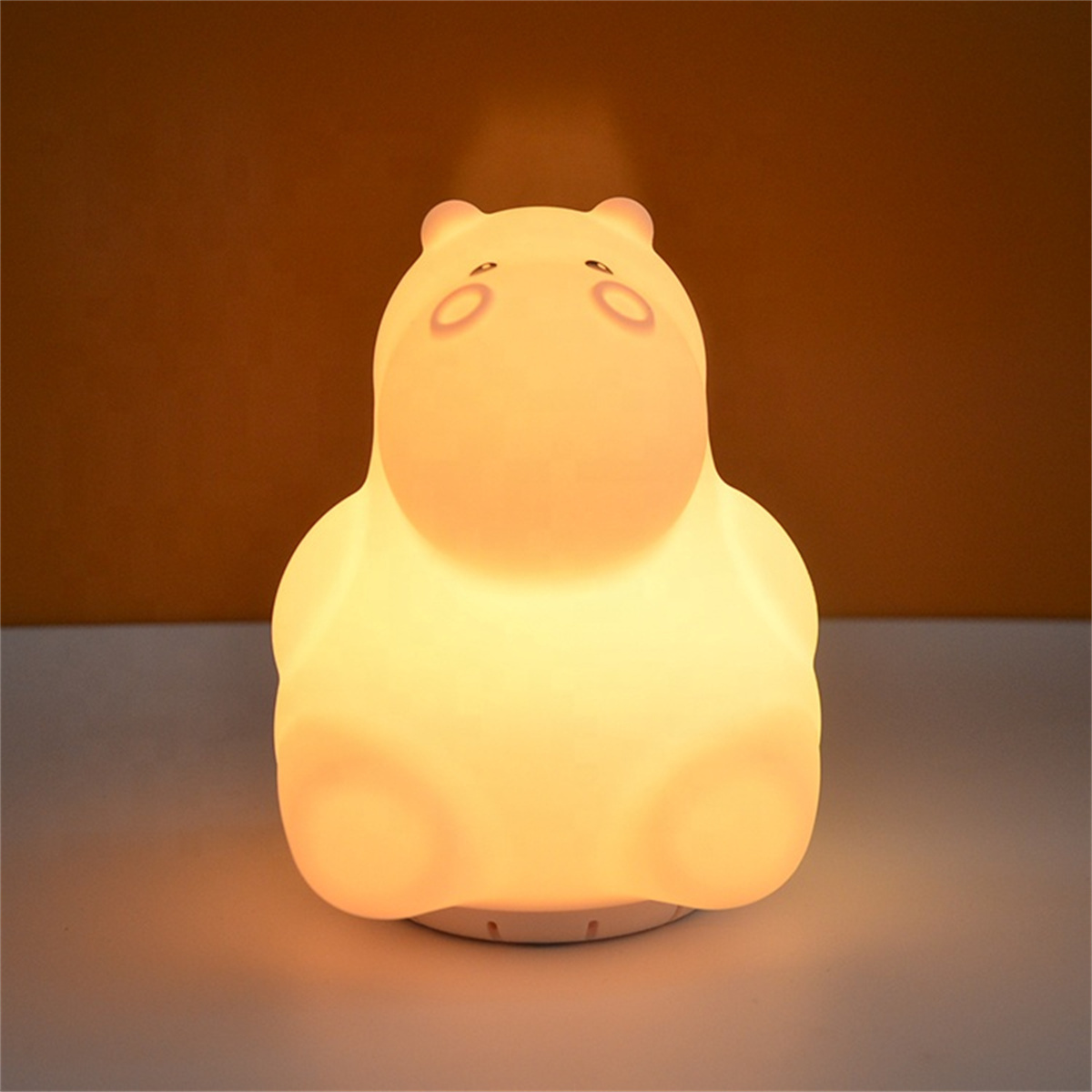 Hippo Cute Mini Portable Wireless light flashing LED speaker with silicone night light