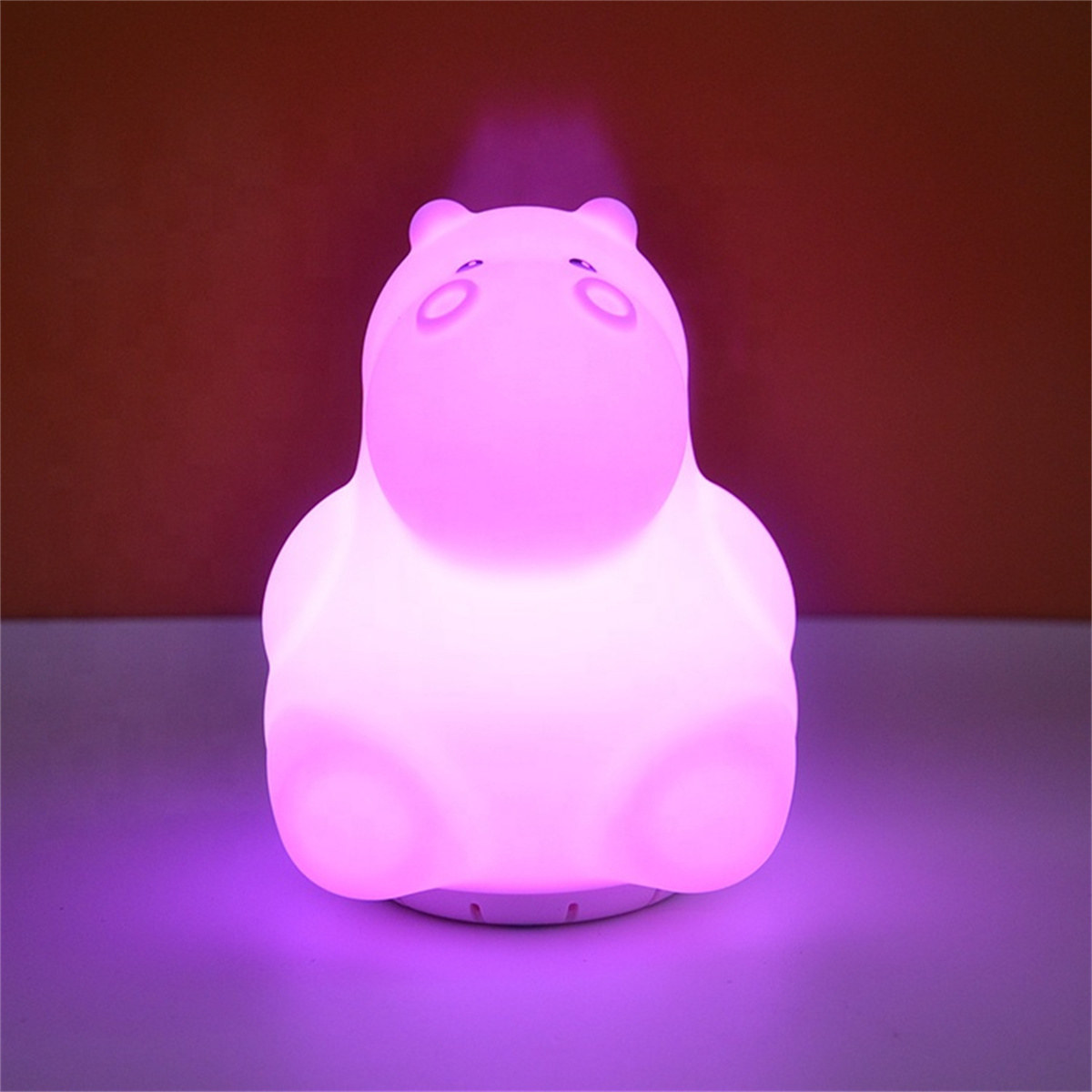 Hippo Cute Mini Portable Wireless light flashing LED speaker with silicone night light