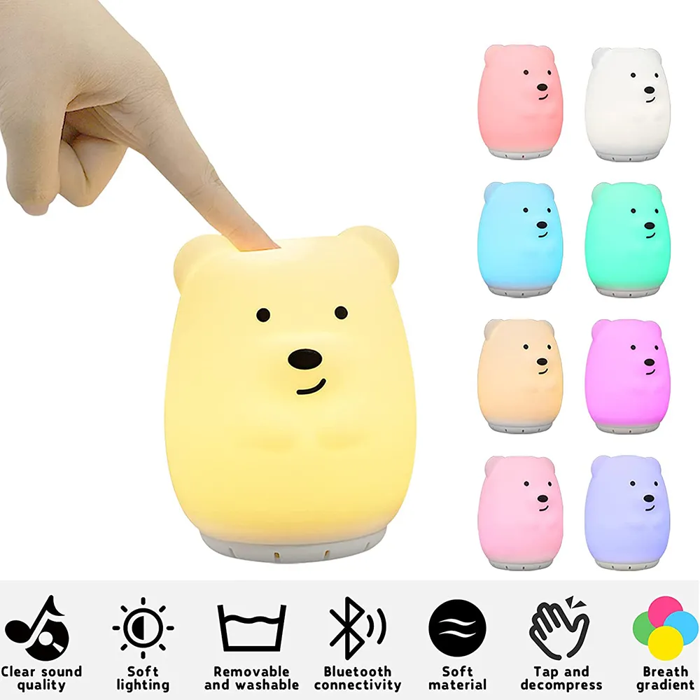 2024 New Portable Small Bluetooth Speaker Led USB Night Lamp Bedroom Cute Cartoon Animal Bluetooth Speaker with Light