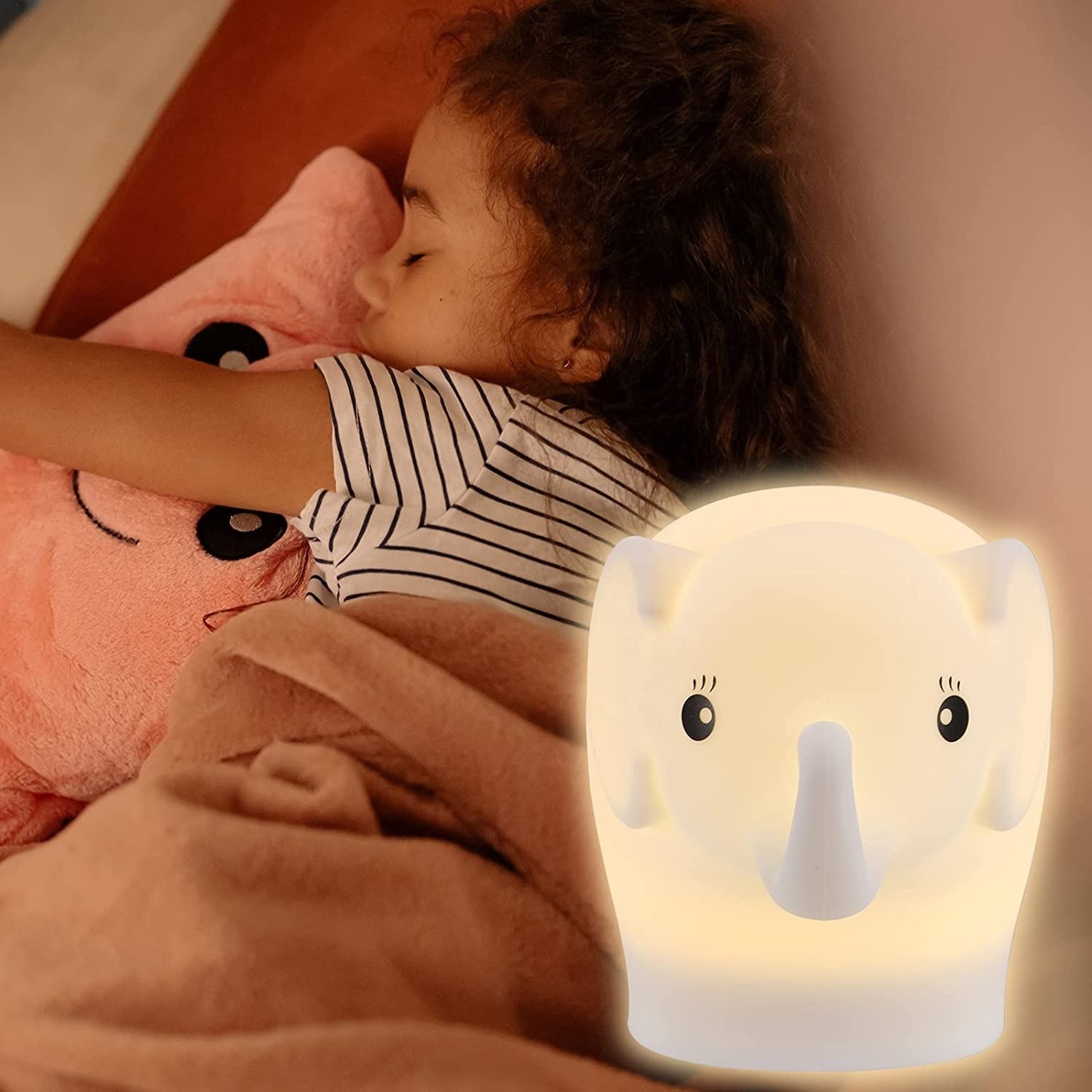 Colors Changing Rechargeable Kids elephant Night Light Bedside Lamp for Breastfeeding Toddler Baby Kids