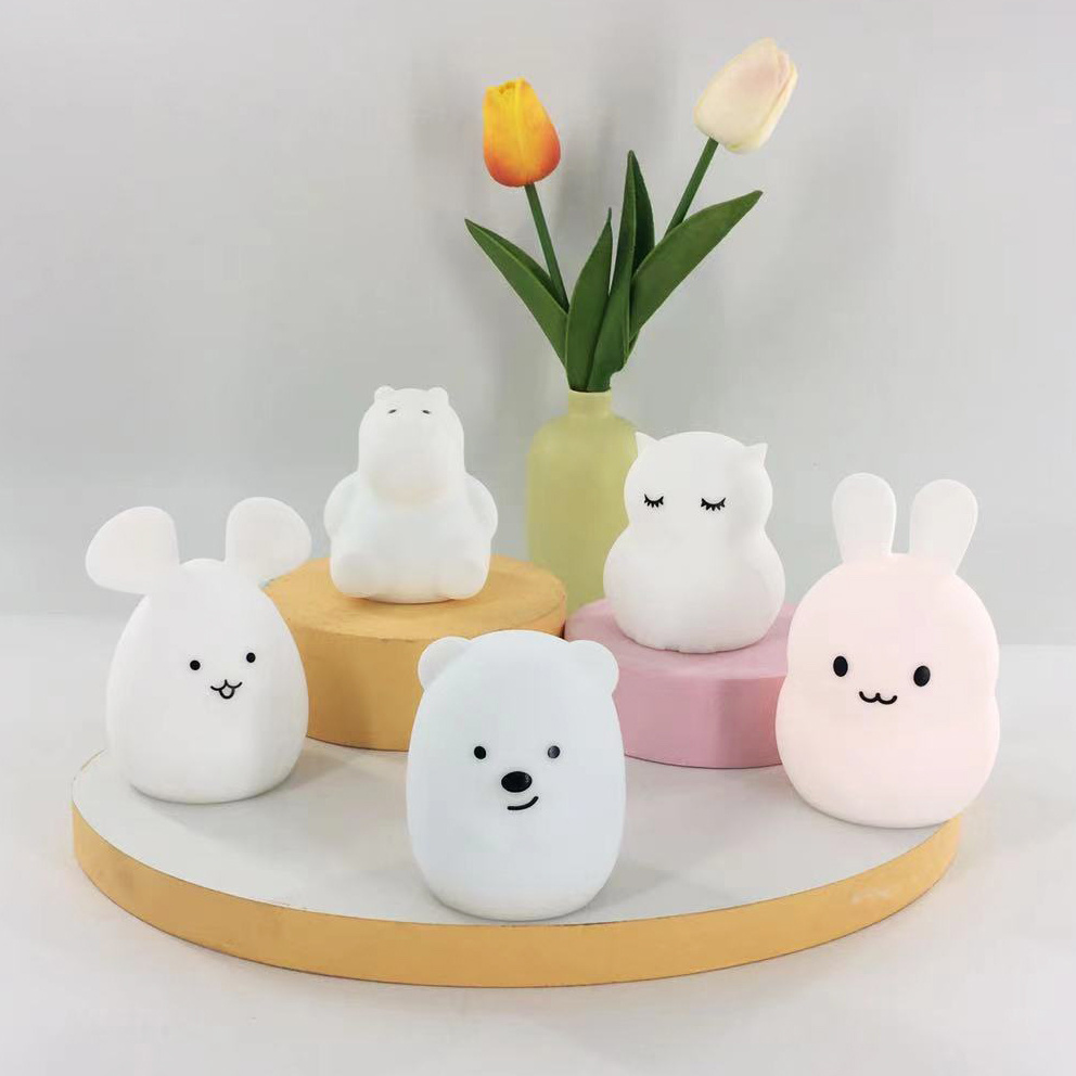 Battery Operated Silicone Rgb Sensor Table Touch Hatch Baby Rest Sound Cute Kids Lamp,Led Night Light,Night Light For Kids