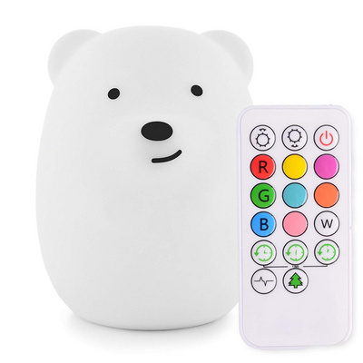 Lovely Bear LED Kids Night Lights Rechargeable Animal Touch Sensor  Remote Control Silicone Lamps