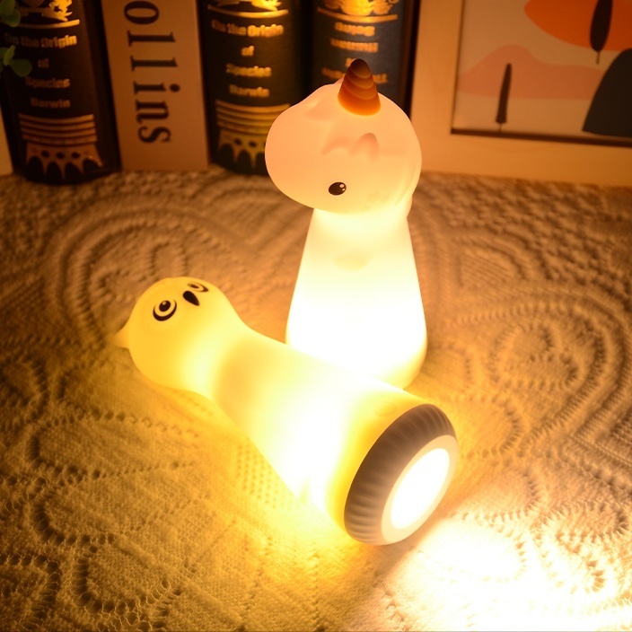 New Cute Silicone Cartoon Nursery Night Light Kawaii Desk Decor LED Rechargeable Toddler Flashlight Night Lamp for Kids