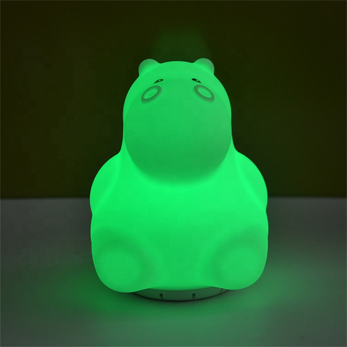 Hippo Cute Mini Portable Wireless light flashing LED speaker with silicone night light