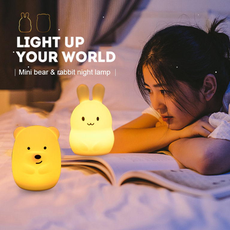 Battery Operated Silicone Rgb Sensor Table Touch Hatch Baby Rest Sound Cute Kids Lamp,Led Night Light,Night Light For Kids