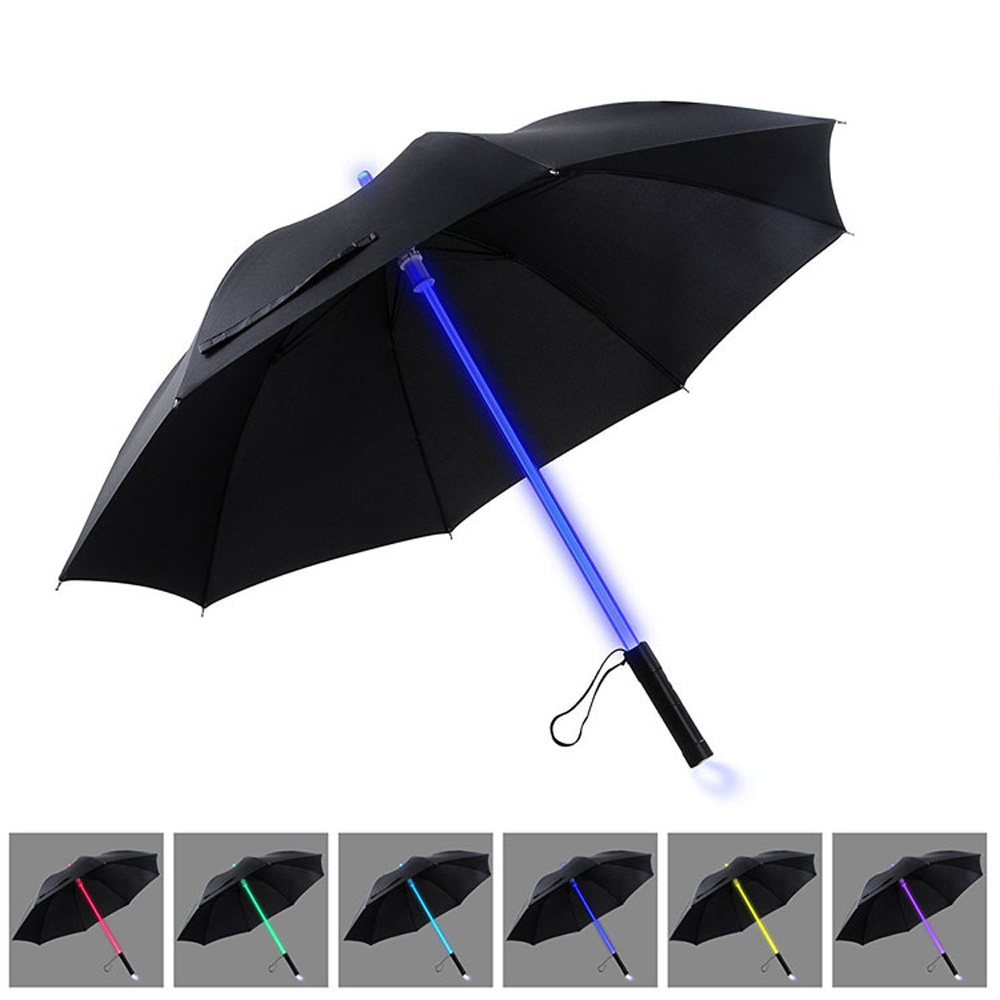 Custom logo Christmas Gifts 7 Color Changing Shaft Laser Sword Flashing Light Up Umbrella LED Light