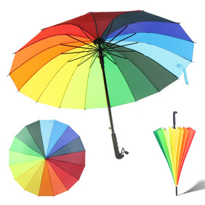 Wholesale High Quality Chromatic Multicolor 16 Ribs Rainbow Umbrella For Sale