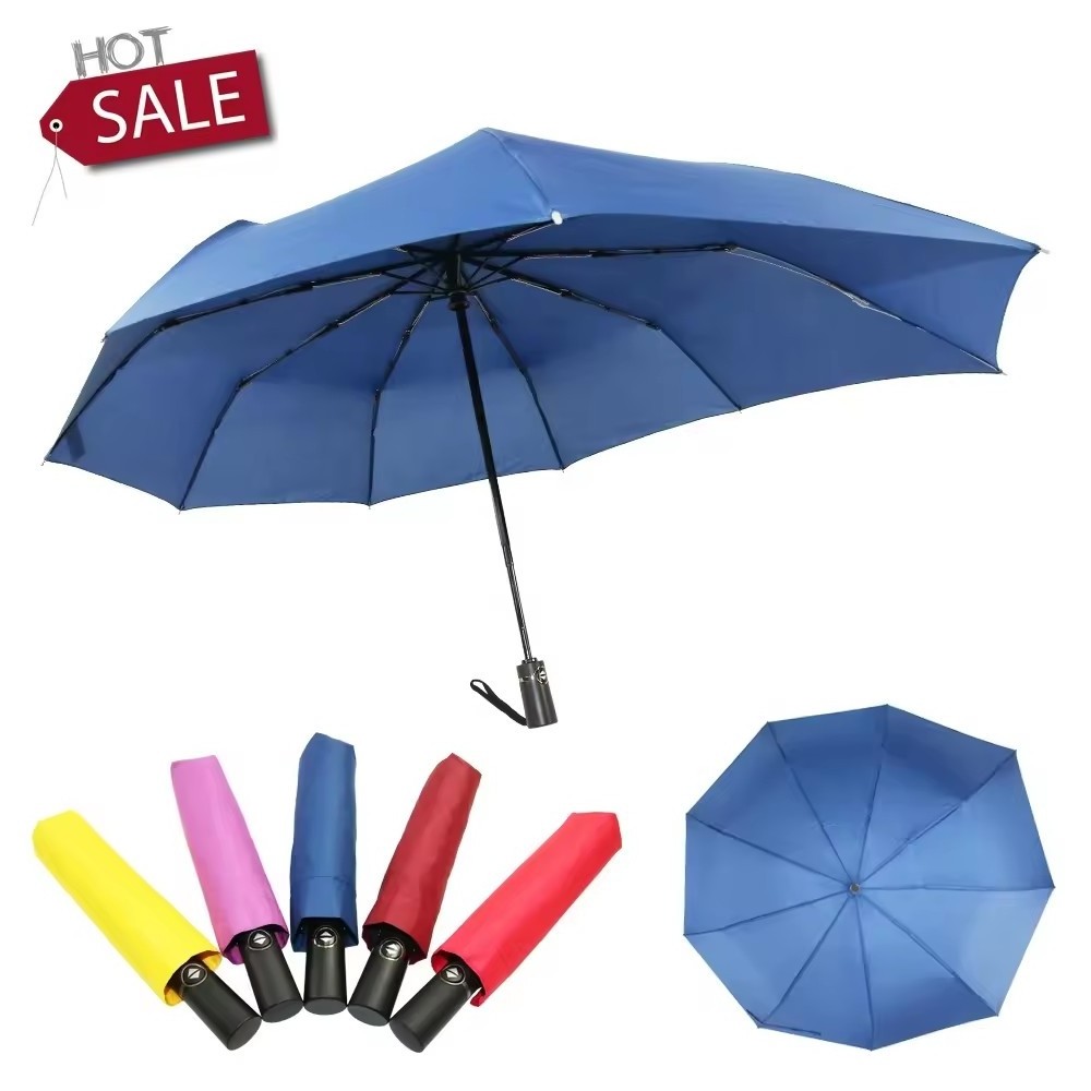 Wholesale Large Auto Open Close Windproof Travel Wide 3 Foldable backpack Umbrella For Bag