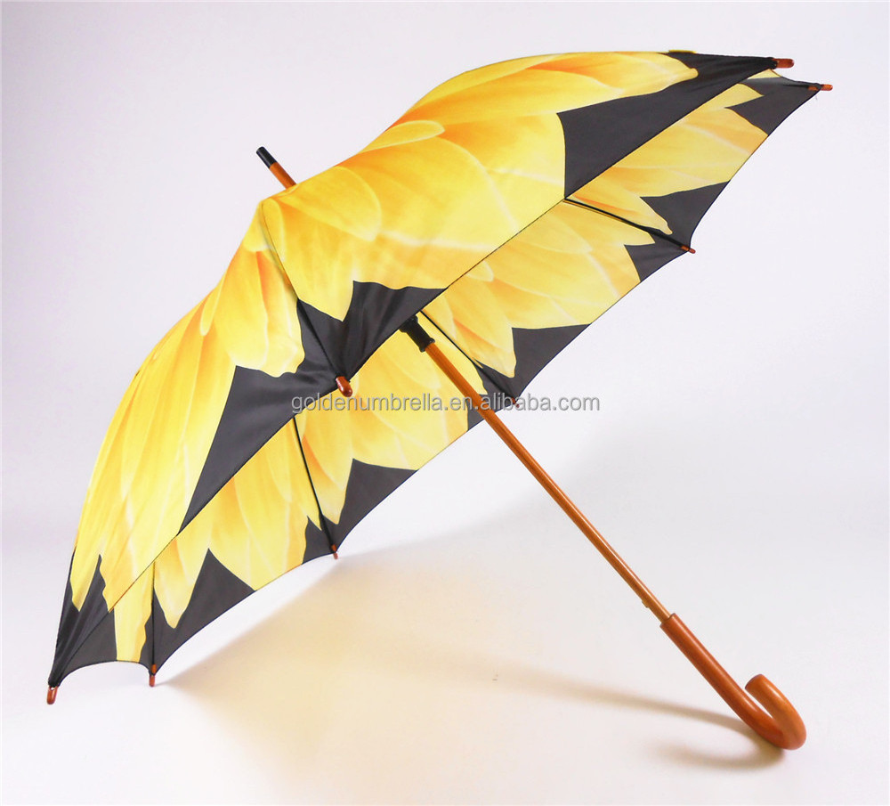 straight umbrella with wooden handle