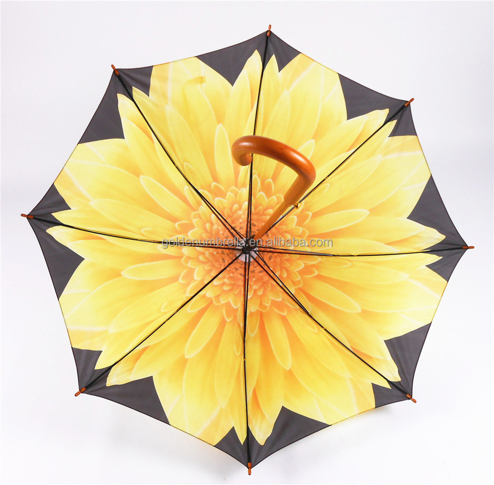 straight umbrella with wooden handle