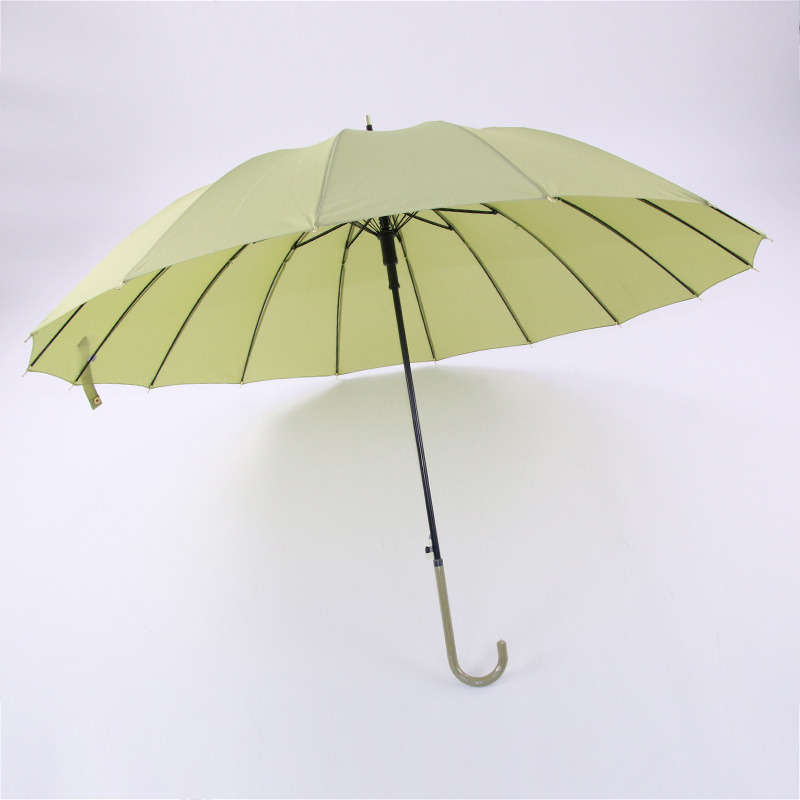 16ribs leather handle straight umbrella customized japanese colorful umbrella for lady