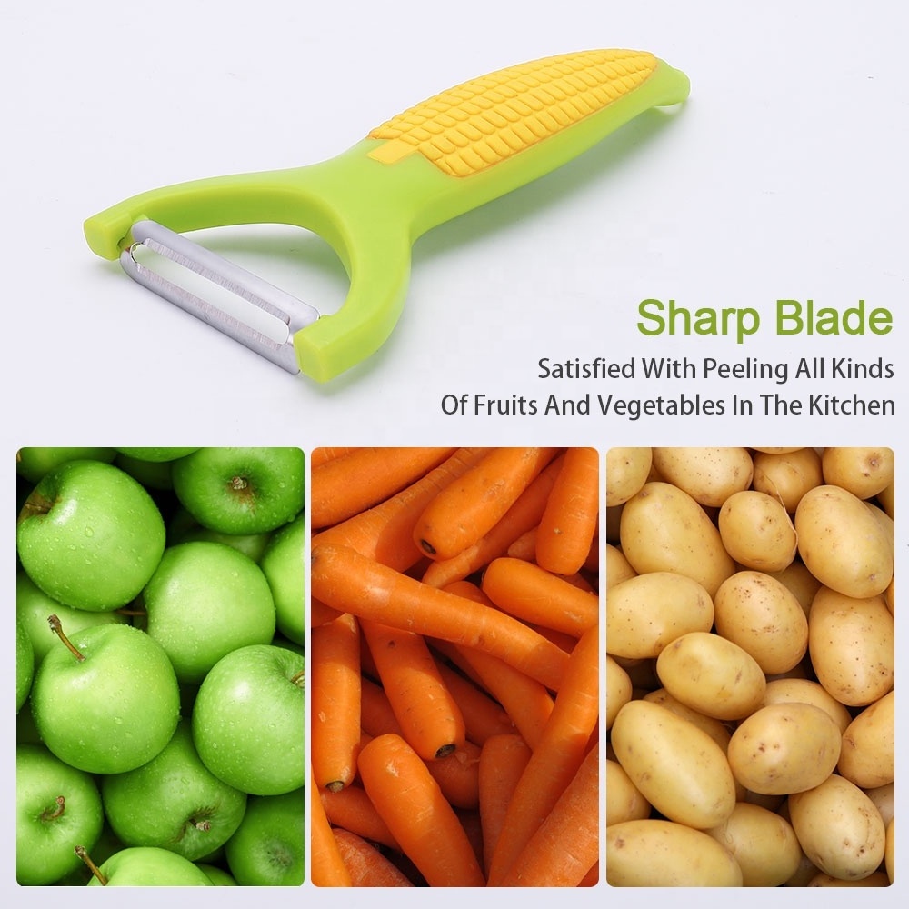 Pelador 3 En 1 Corn Shape Mini Stainless Steel Vegetable And Fruit Peeler Hand Potato Peeler For Sale