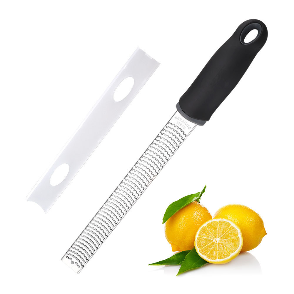 Dishwasher Safe Black Stainless Steel Lemon Citrus Zester and Cheese Grater for Ginger, Garlic