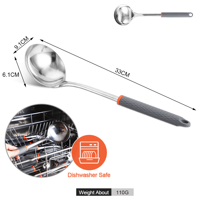 Kitchen Multifunction Stainless Steel Chinese Solid Soup Ladle Liquid Water Spoon