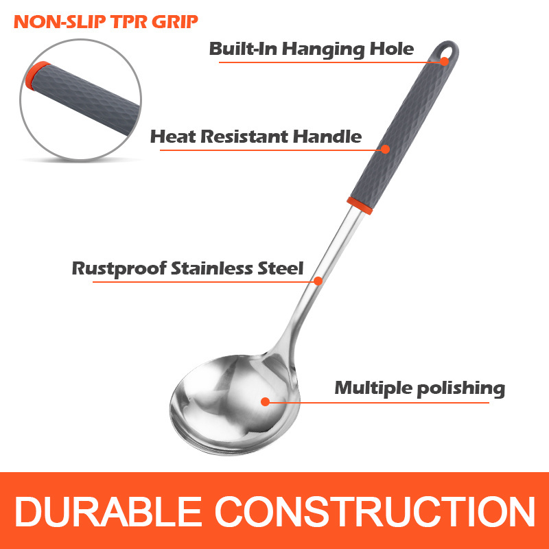 Kitchen Multifunction Stainless Steel Chinese Solid Soup Ladle Liquid Water Spoon