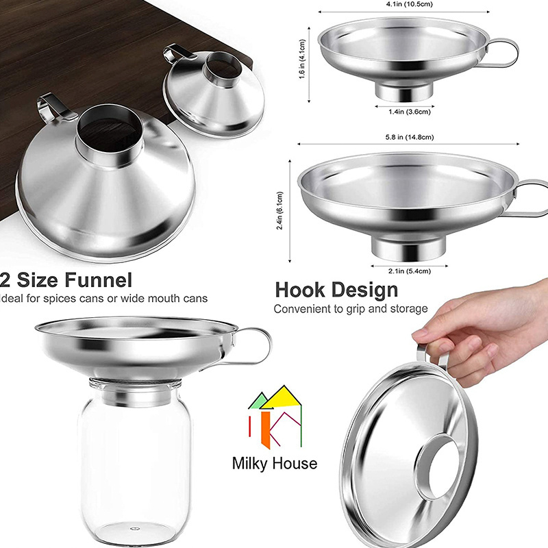 Kitchen Accessories Non Stick Extra Large Funnels Stainless Steel Wide Mouth Canning Funnel