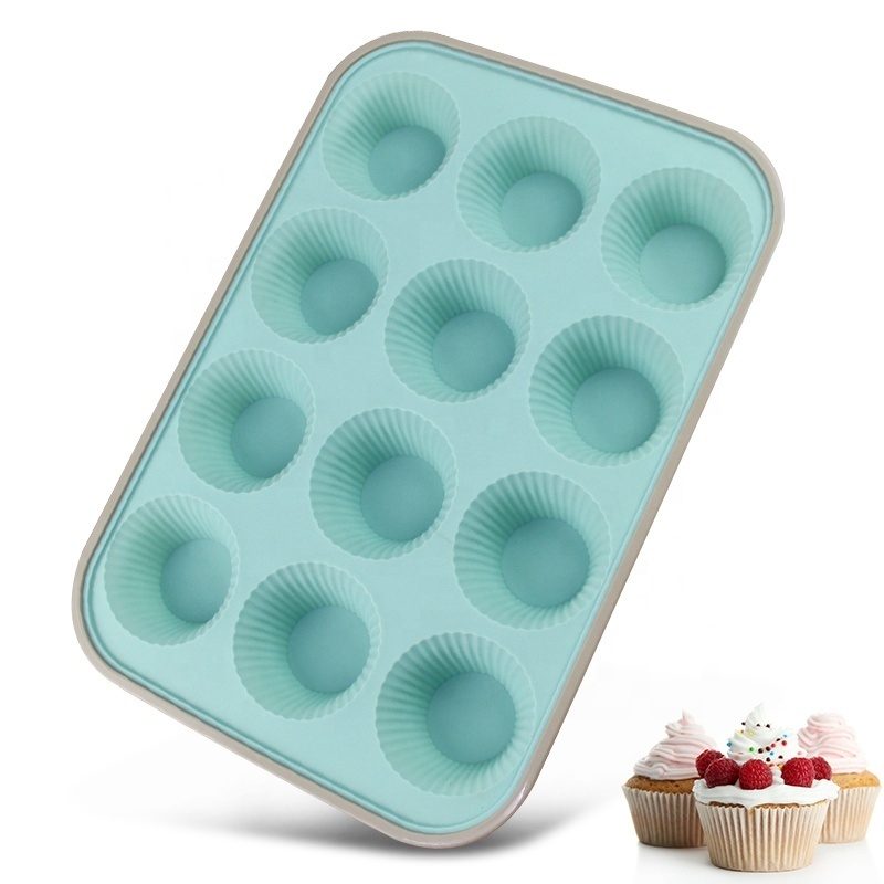 IN STOCK Nonstick Bakeware 12 Cups Round Cupcake Muffin Mold Baking Cake Pan Silicone Muffin Tray