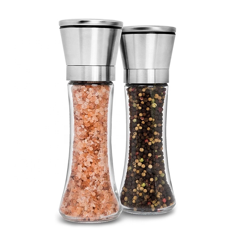 Premium Stainless Steel Round Adjustable Ceramic Core Mill Salt And Pepper Grinder Set