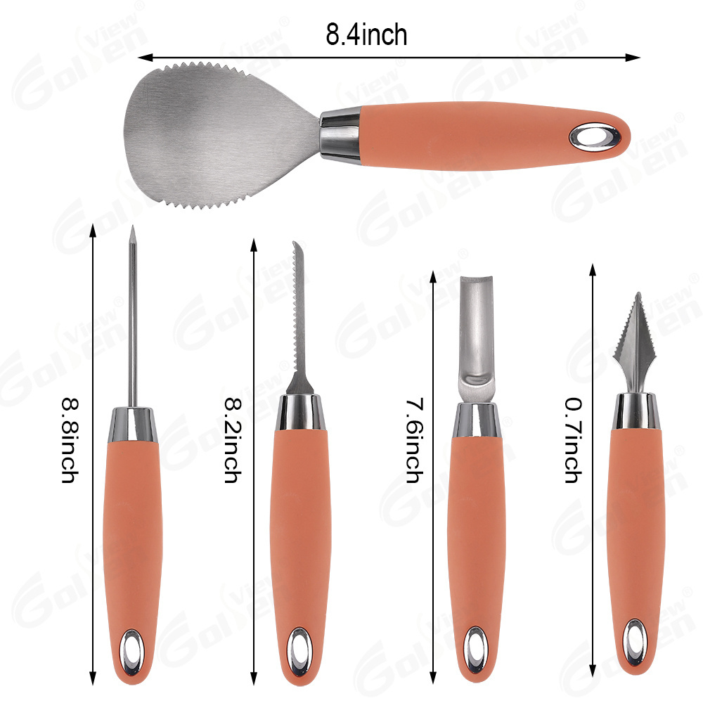 Halloween 5 Pcs Stainless Steel Pumpkin Cutting Supplies Tools Pumpkin Carving Kits tools Set