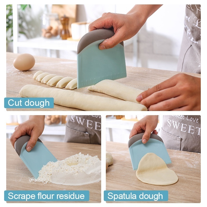 Plastic Flexible Pizza Dough Cake Scraper Shovel Silicone Dough Scraper Cutter