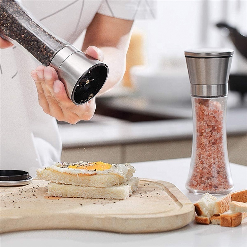 Premium Stainless Steel Round Adjustable Ceramic Core Mill Salt And Pepper Grinder Set