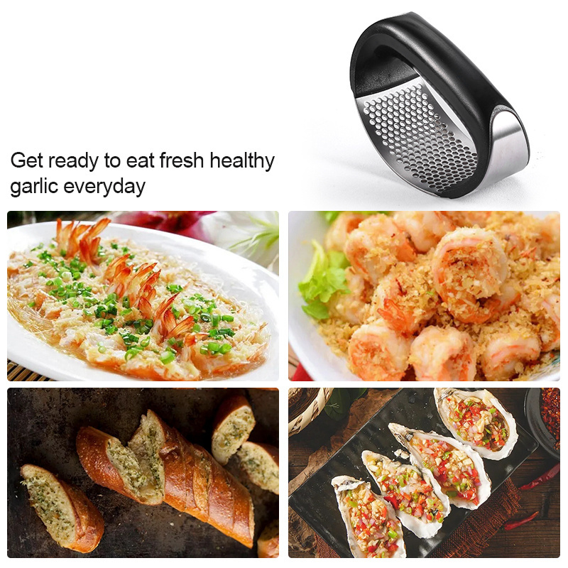 Multifunctional Hand Pressure Garlic Press Stainless Steel Arc Rocker Rocking Heavy Duty Garlic Press