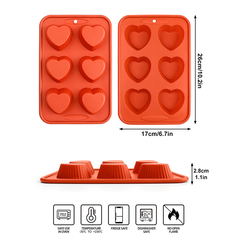 Kitchen Heart Shape Foldable Silicone Muffin Mold Cake Maker Baking Pan Cupcake Liners