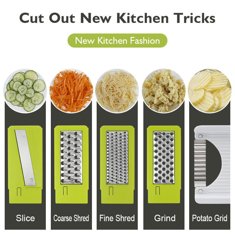 Kitchen Gadgets Plastic Hand Held Salad Processor Fruit Meat Vegetable Slicer and Chopper Cutter