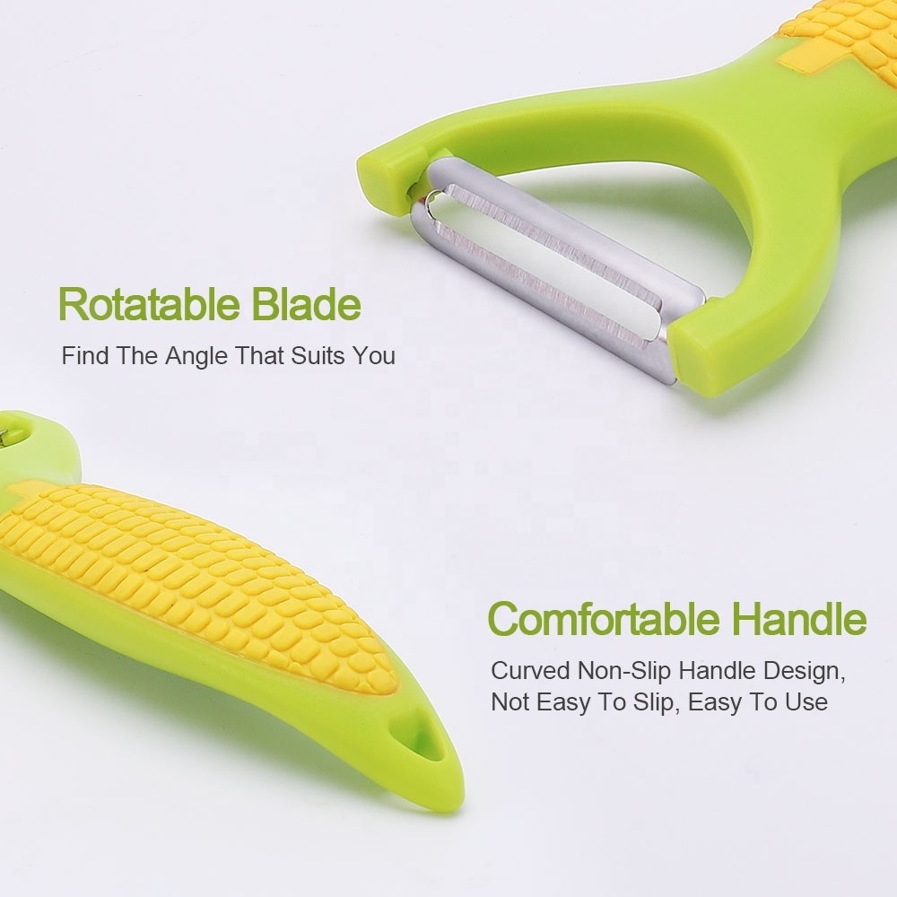 Pelador 3 En 1 Corn Shape Mini Stainless Steel Vegetable And Fruit Peeler Hand Potato Peeler For Sale