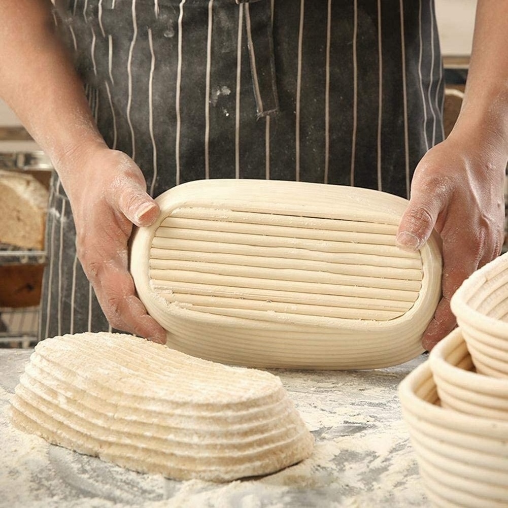 8.5 Inch Oval bread proofing basket set Baking Bowl Dough Gifts rattan bread proofing basket