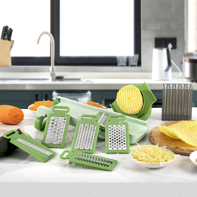 Kitchen Stainless Steel Multi function Manual Food Fruit Vegetable Chopper Spiralizer Cutter Slicer