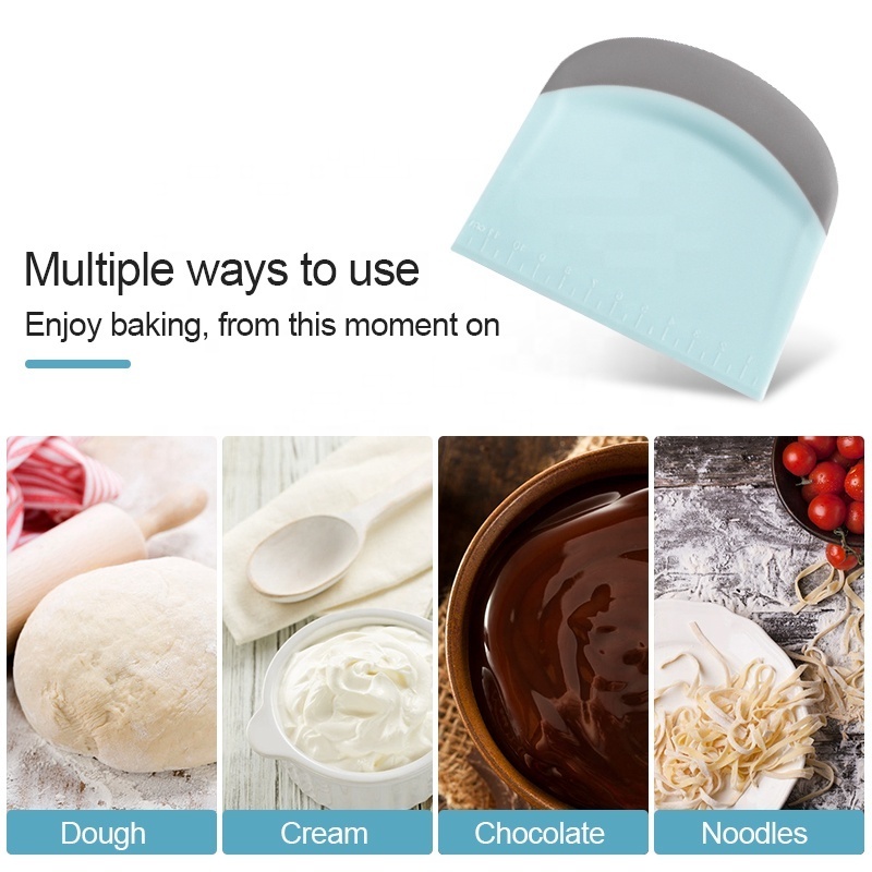 Plastic Flexible Pizza Dough Cake Scraper Shovel Silicone Dough Scraper Cutter