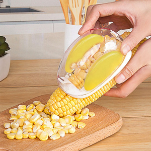 Manual Yellow Kitchen Gadget Plastic Maize Stripper Sweet Corn Vegetable Cutter Peeler