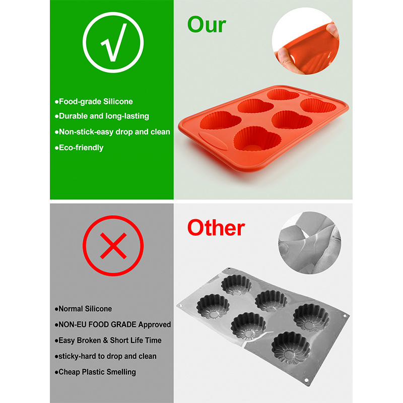 Kitchen Heart Shape Foldable Silicone Muffin Mold Cake Maker Baking Pan Cupcake Liners