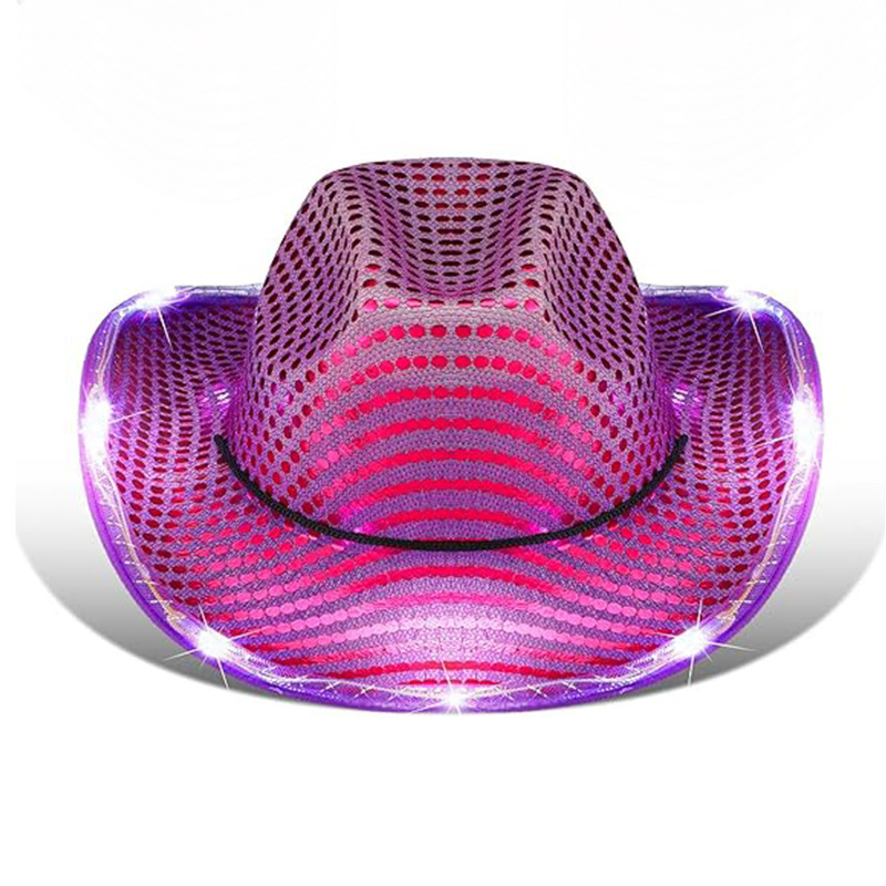 Custom light up Holiday carnival neon Party Accessories glowing led Cowboy Hat With Light