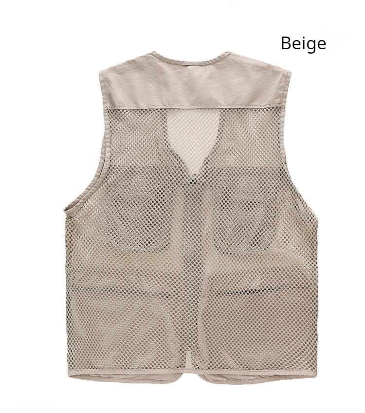 OEM Pakistan manufacturer Men's Multi Pockets Functional Vest Cotton Mesh Vest Men Thin Breathable Cargo Sleeveless Jackets