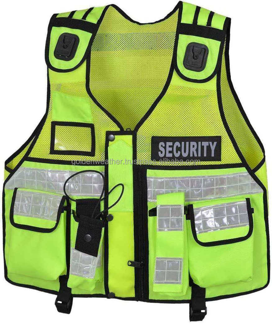 High Quality Security Men Strong Material Reflective Security Safety Vest Men Security Black Safety Vest tactical vest