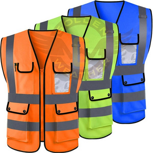 High Visibility Safety Vest Reflective Driving Jacket Worker Night Security Waistcoat multi Pockets Workwear construction vest