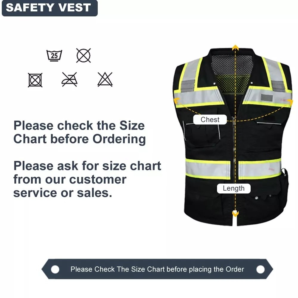 Custom Reflector Security Reflective Safety Vests Press Black High Visible Safety Reflective Tactical Gilet Vest