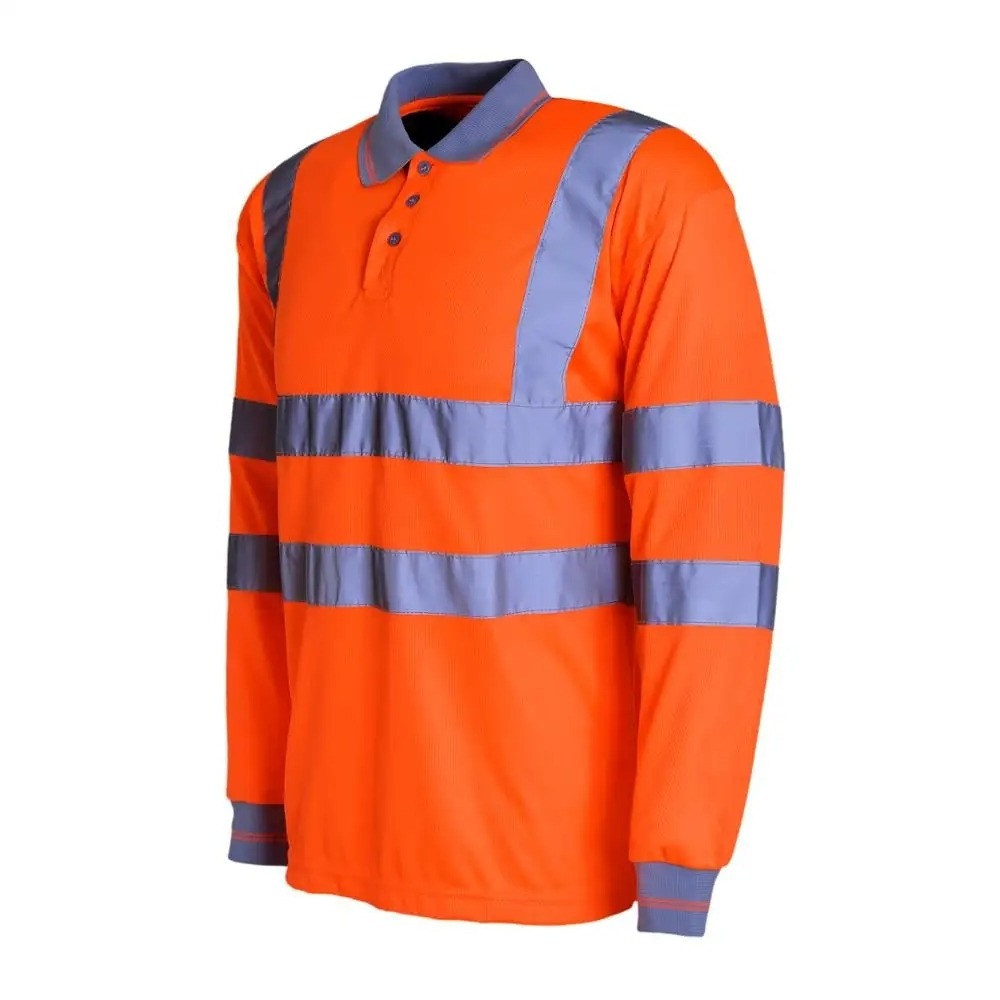 Long Sleeve Security Shirt High Viz Orange Security Uniform for Guard Custom Logo for Men 100% Polyester sweatshirt