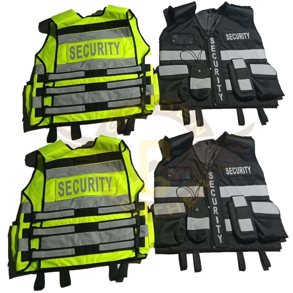 High quality safety Adjustable Tactical security vest multi pocket removeable patch logo reflective security vest