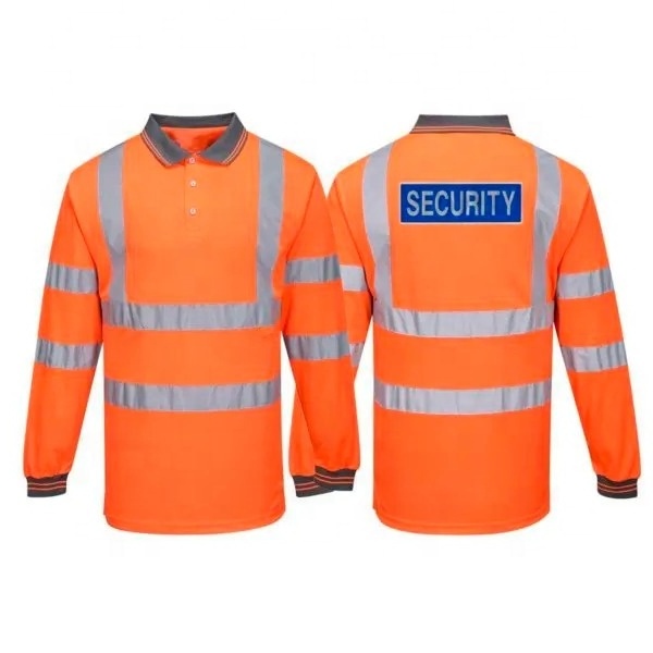 Long Sleeve Security Shirt High Viz Orange Security Uniform for Guard Custom Logo for Men 100% Polyester sweatshirt