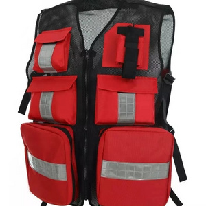 Customized design Red First Aid Response Hi Visibility Paramedic Ambulance Rescue Mesh Reflective Safety Vest